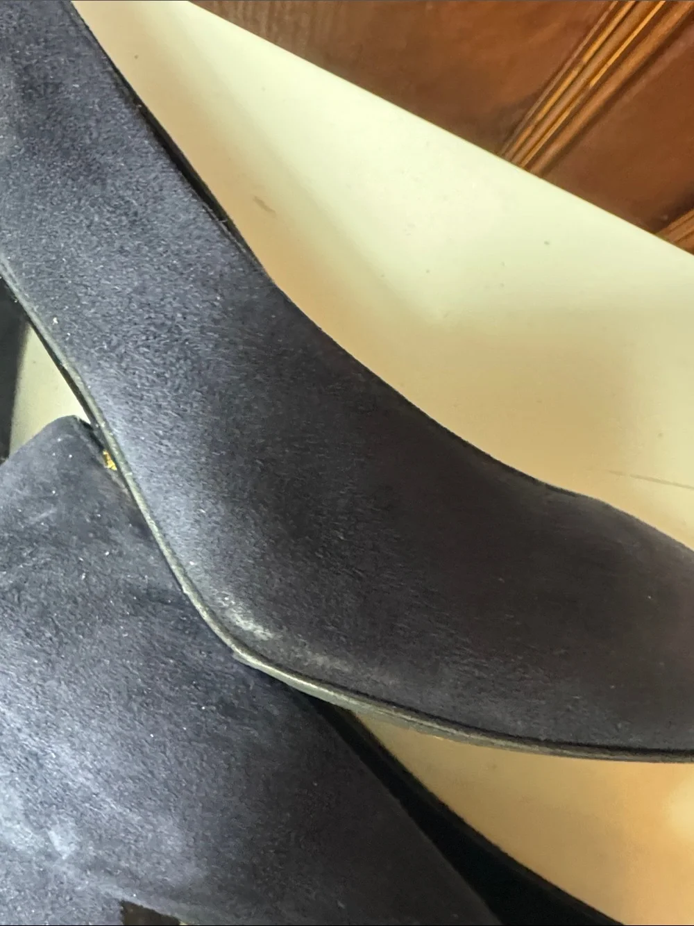 Prada Navy Suede Pointed-Toe Pumps